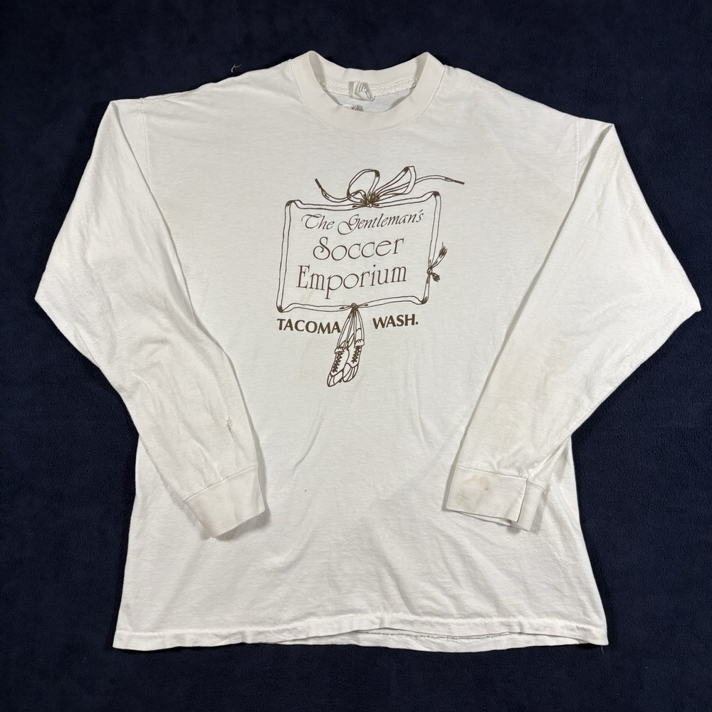 Vtg 70s 80s Belton Tacoma WA Soccer Emporium Long Sleeve Tee XL Single Stitch